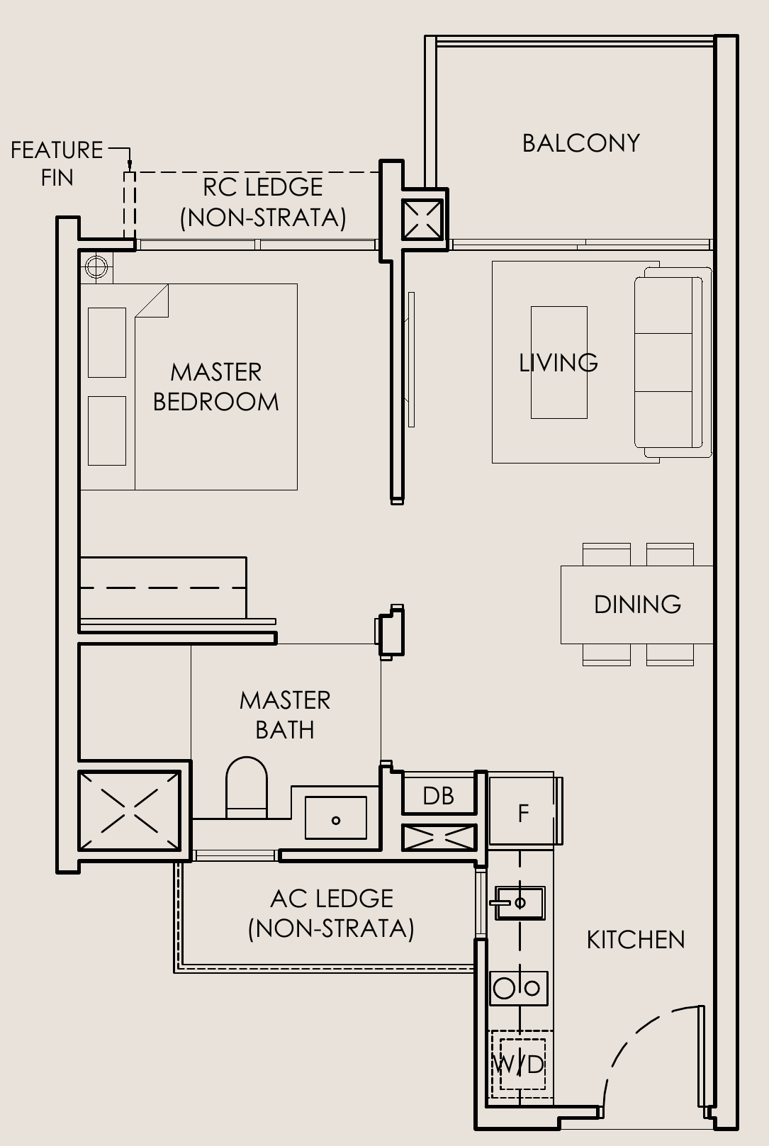 The Sen A1 floor plan, 1 bedroom