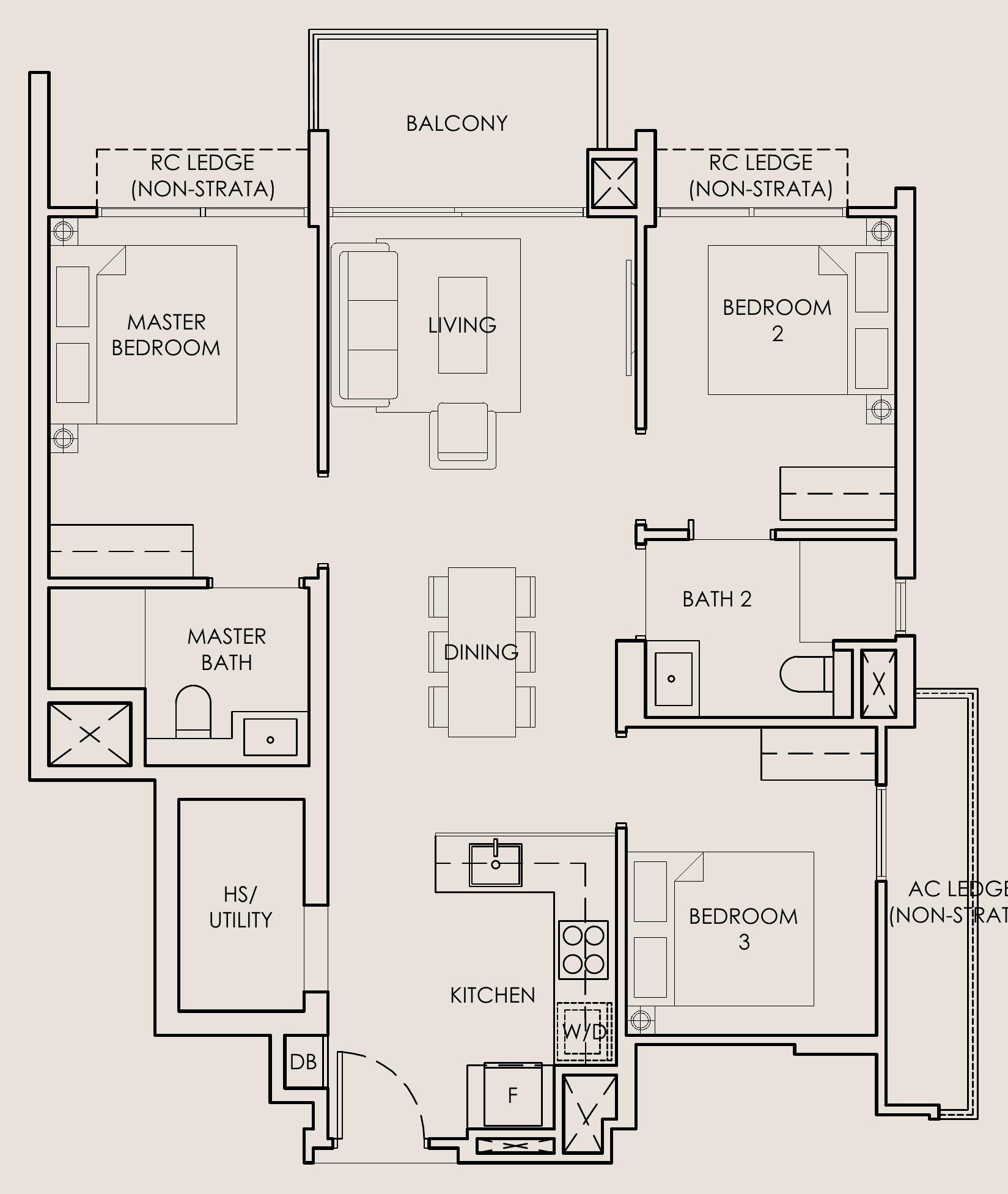 The Sen C1 floor plan, 3 bedrooms