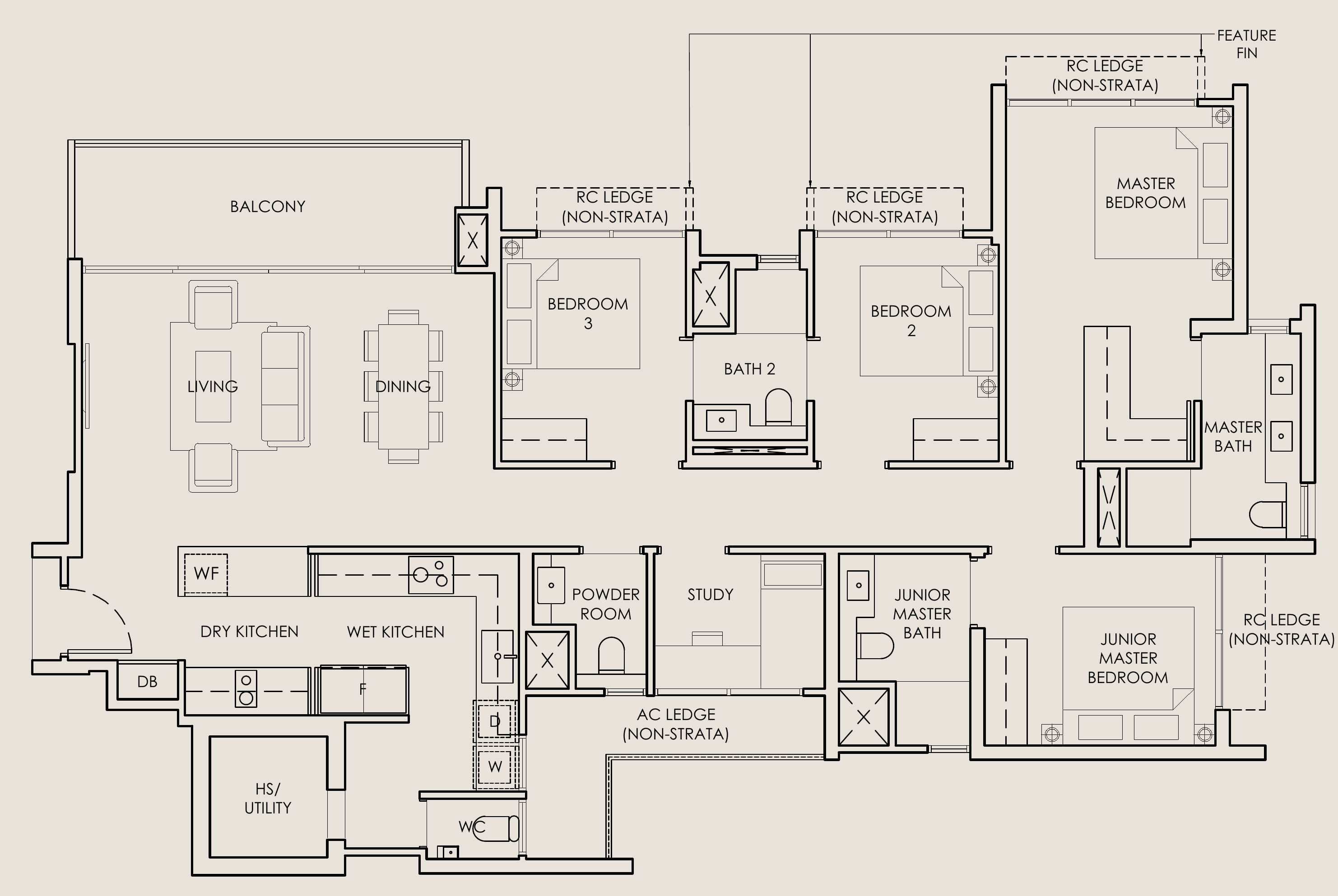 The Sen D1 floor plan, 4 bedrooms + study