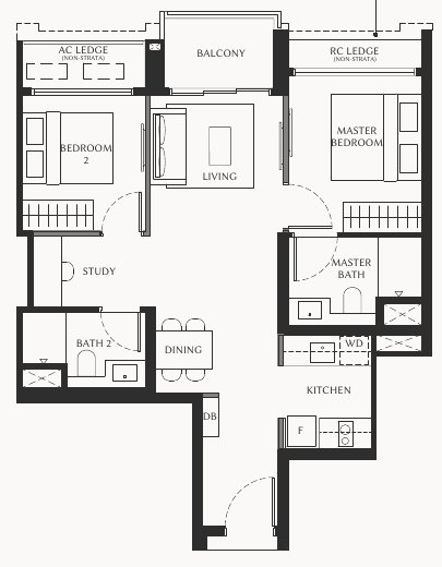 The Serra Residences B1a floor plan