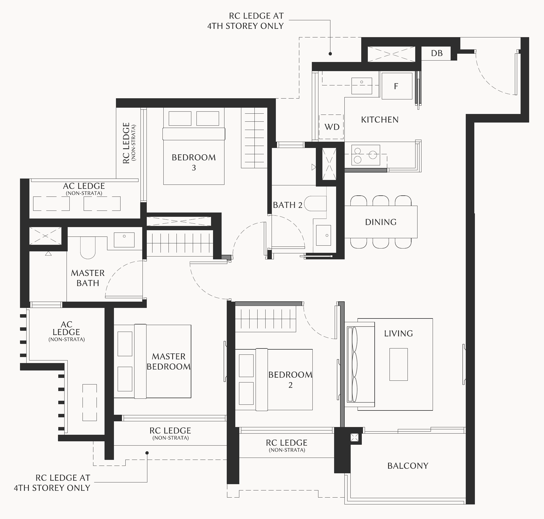 The Serra Residences C2 floor plan, 3 bedrooms