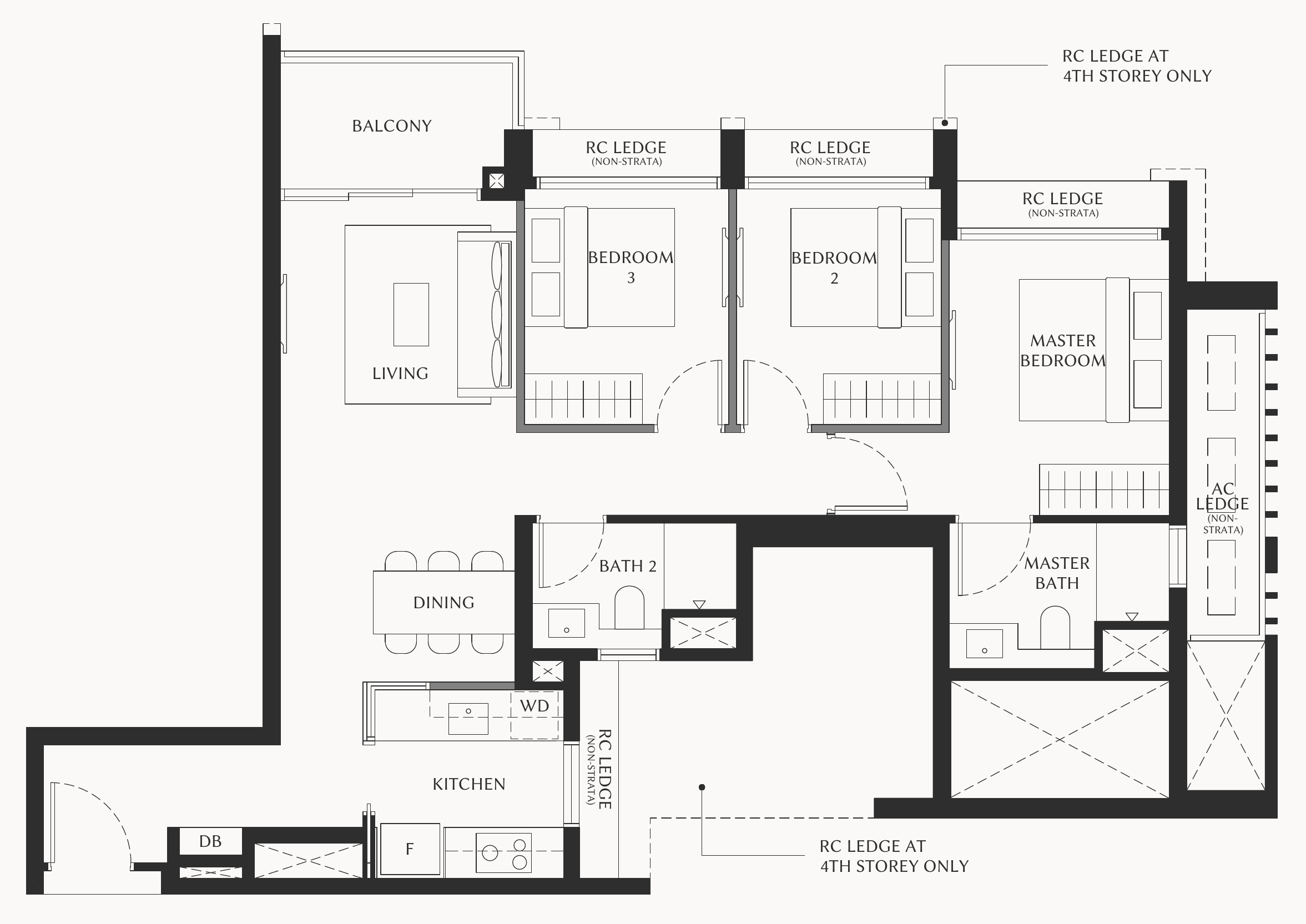The Serra Residences C3 floor plan, 3 bedrooms