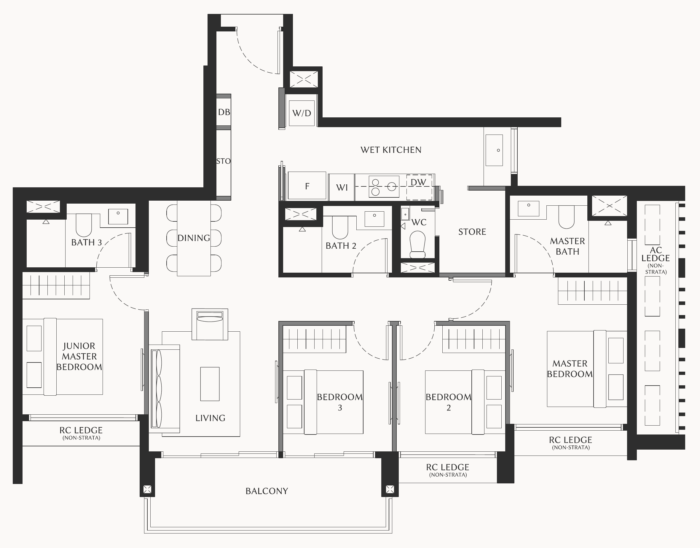 The Serra Residences D2 floor plan, 4 bedrooms