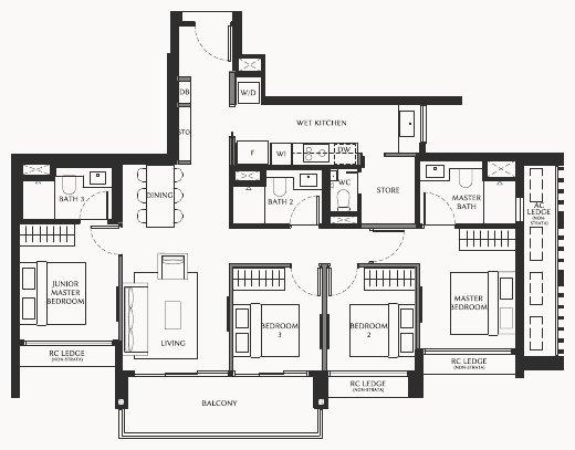 The Serra Residences D2 floor plan