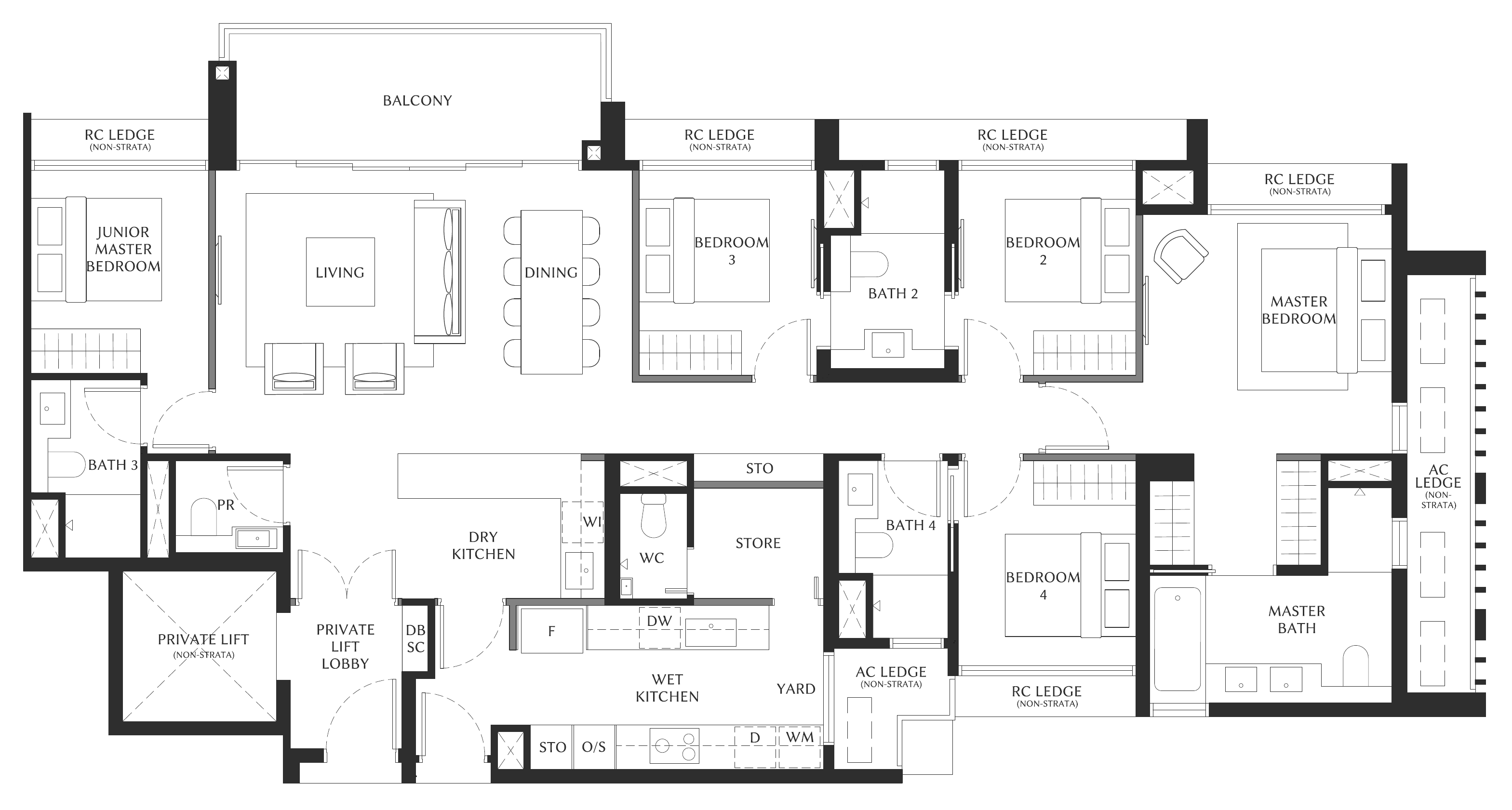 The Serra Residences E floor plan, 5 bedrooms