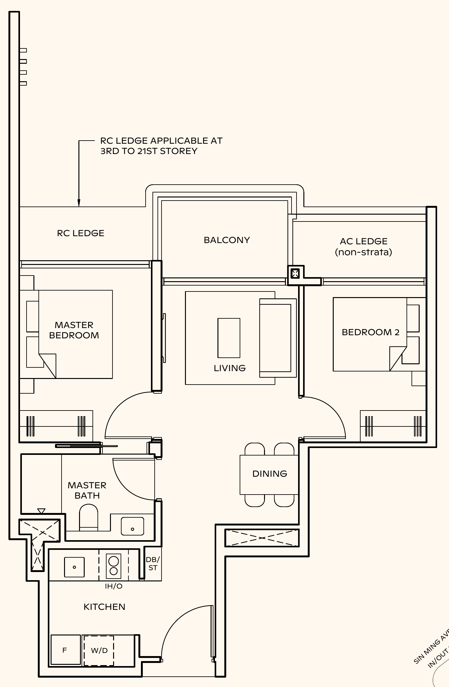 Thomson Reserve B1 floor plan, 2 bedrooms