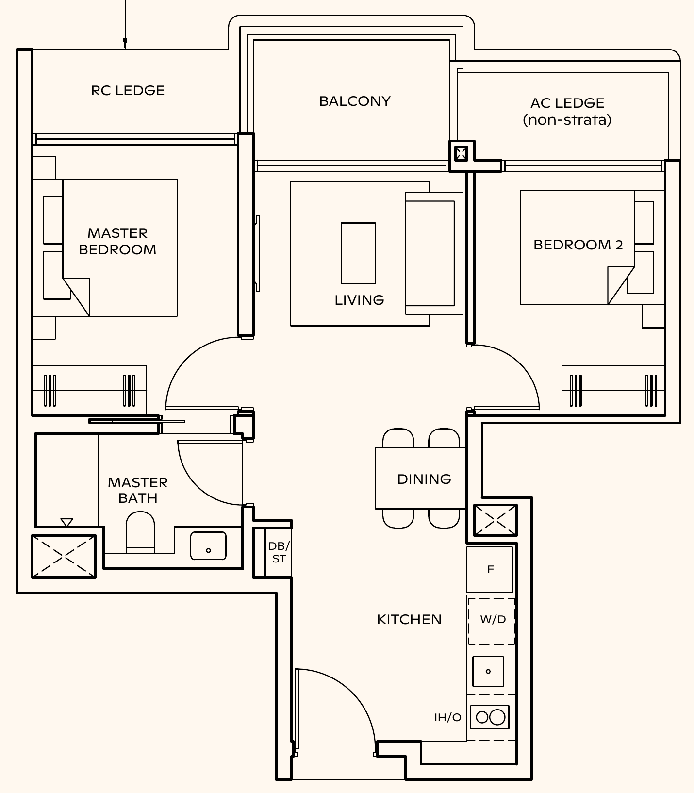 Thomson Reserve B2 floor plan, 2 bedrooms