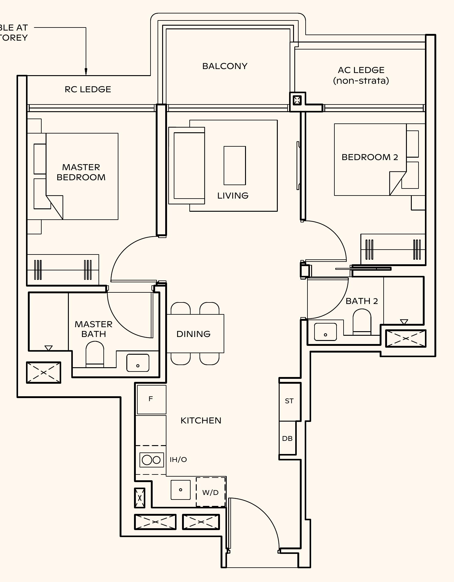 Thomson Reserve BP1 floor plan, 2 bedrooms