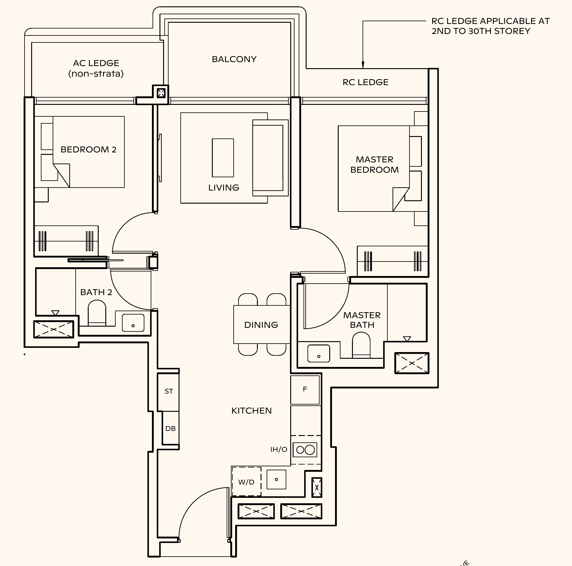 Thomson Reserve BP2 (L) floor plan, 2 bedrooms