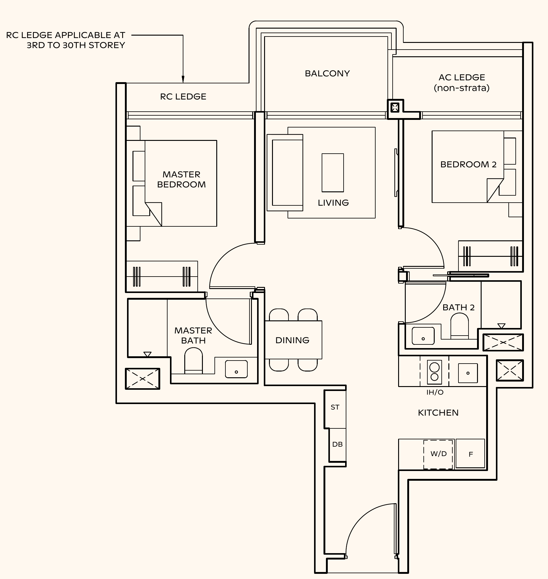 Thomson Reserve BP3 (L) floor plan, 2 bedrooms