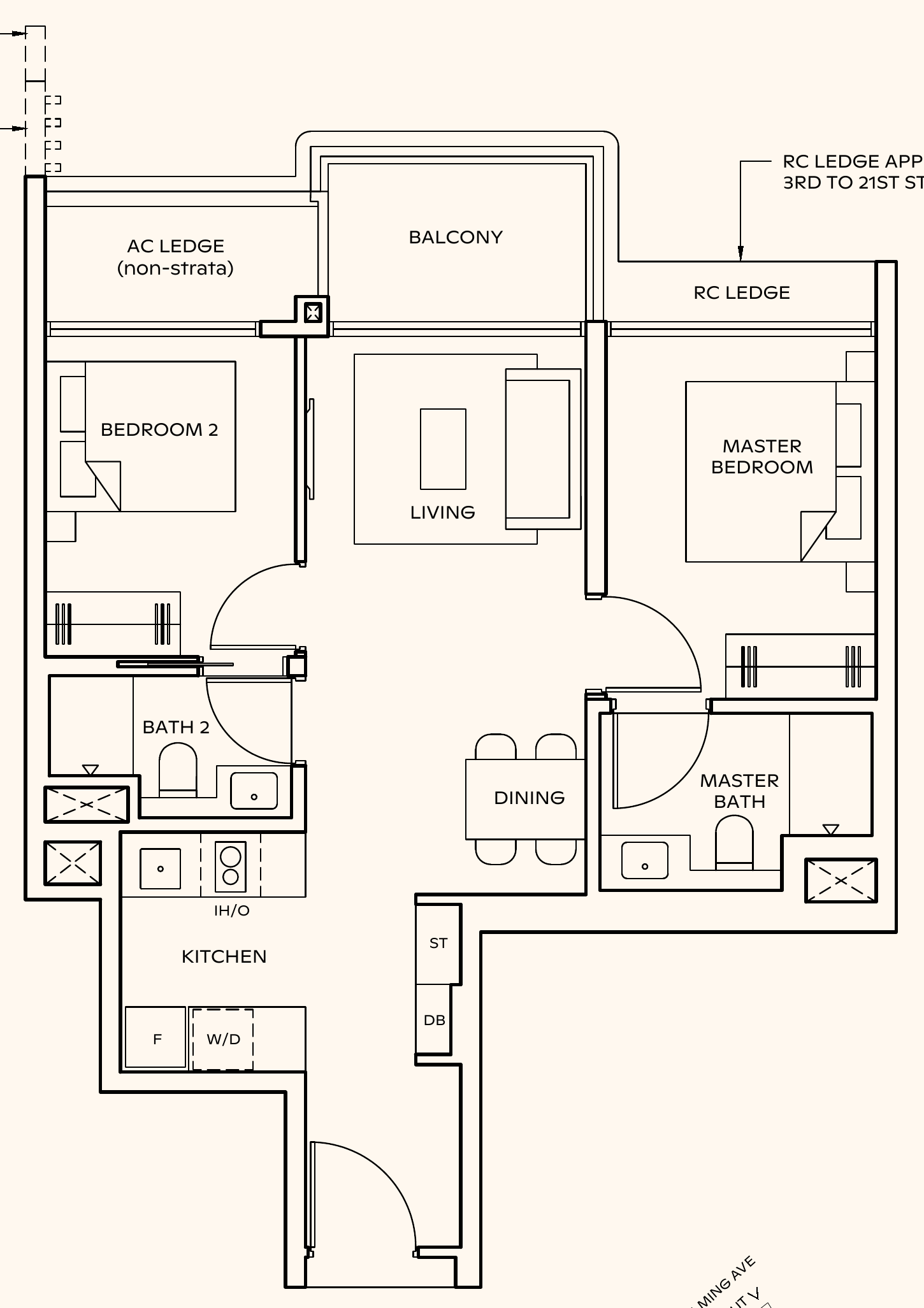Thomson Reserve BP3 floor plan, 2 bedrooms