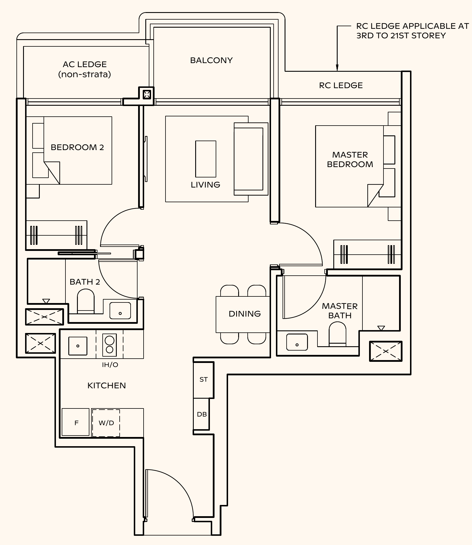 Thomson Reserve BP4 floor plan, 2 bedrooms