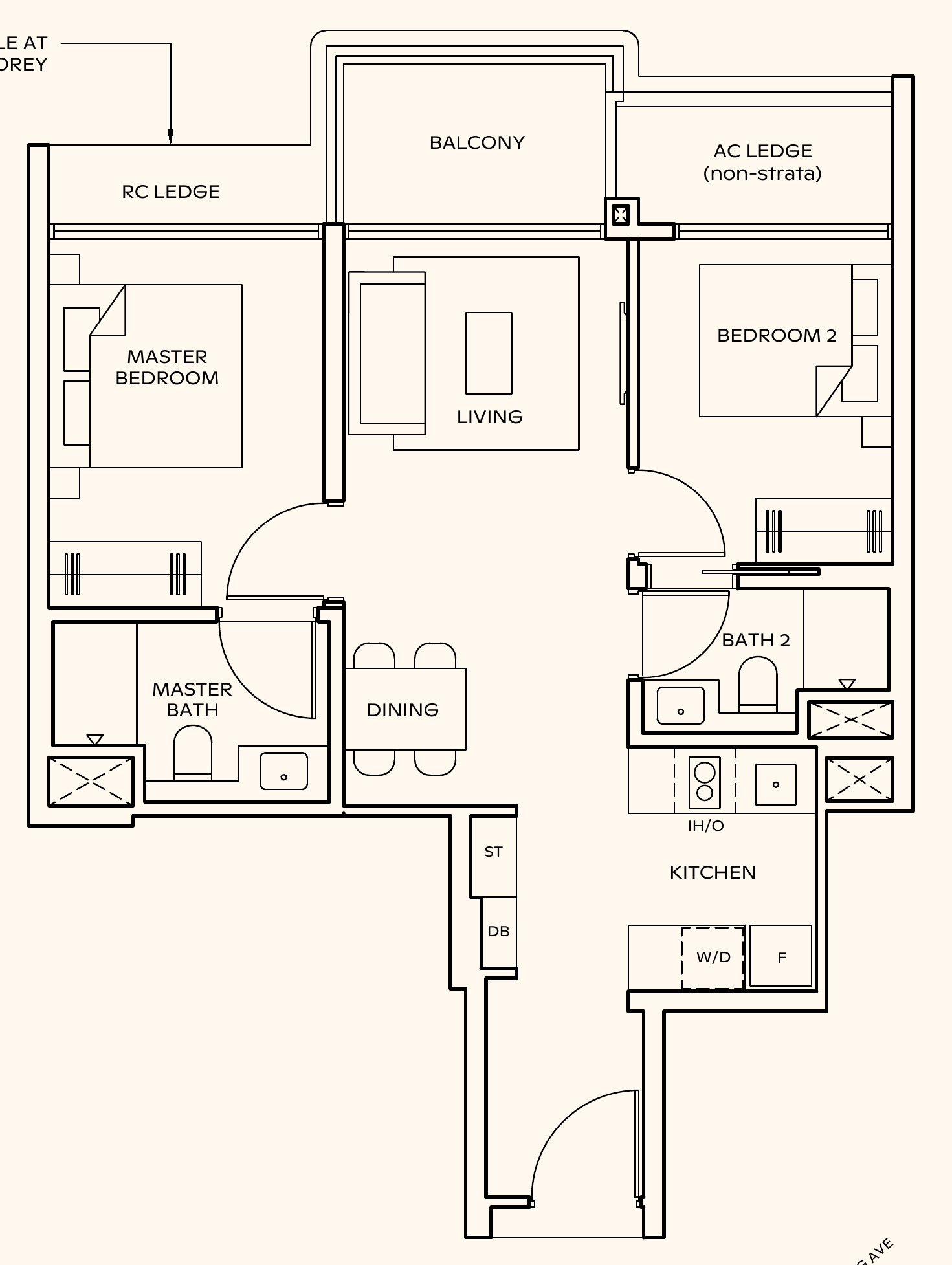Thomson Reserve BP5 floor plan, 2 bedrooms