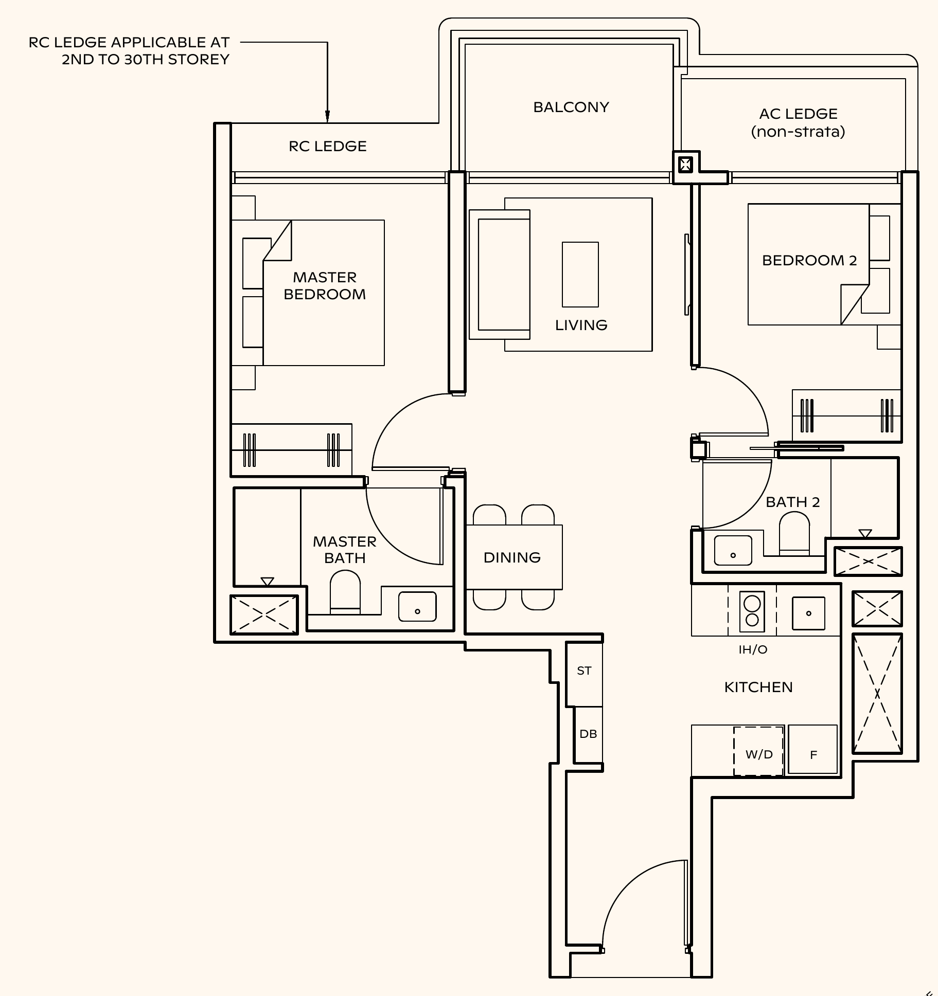 Thomson Reserve BP6 (L) floor plan, 2 bedrooms
