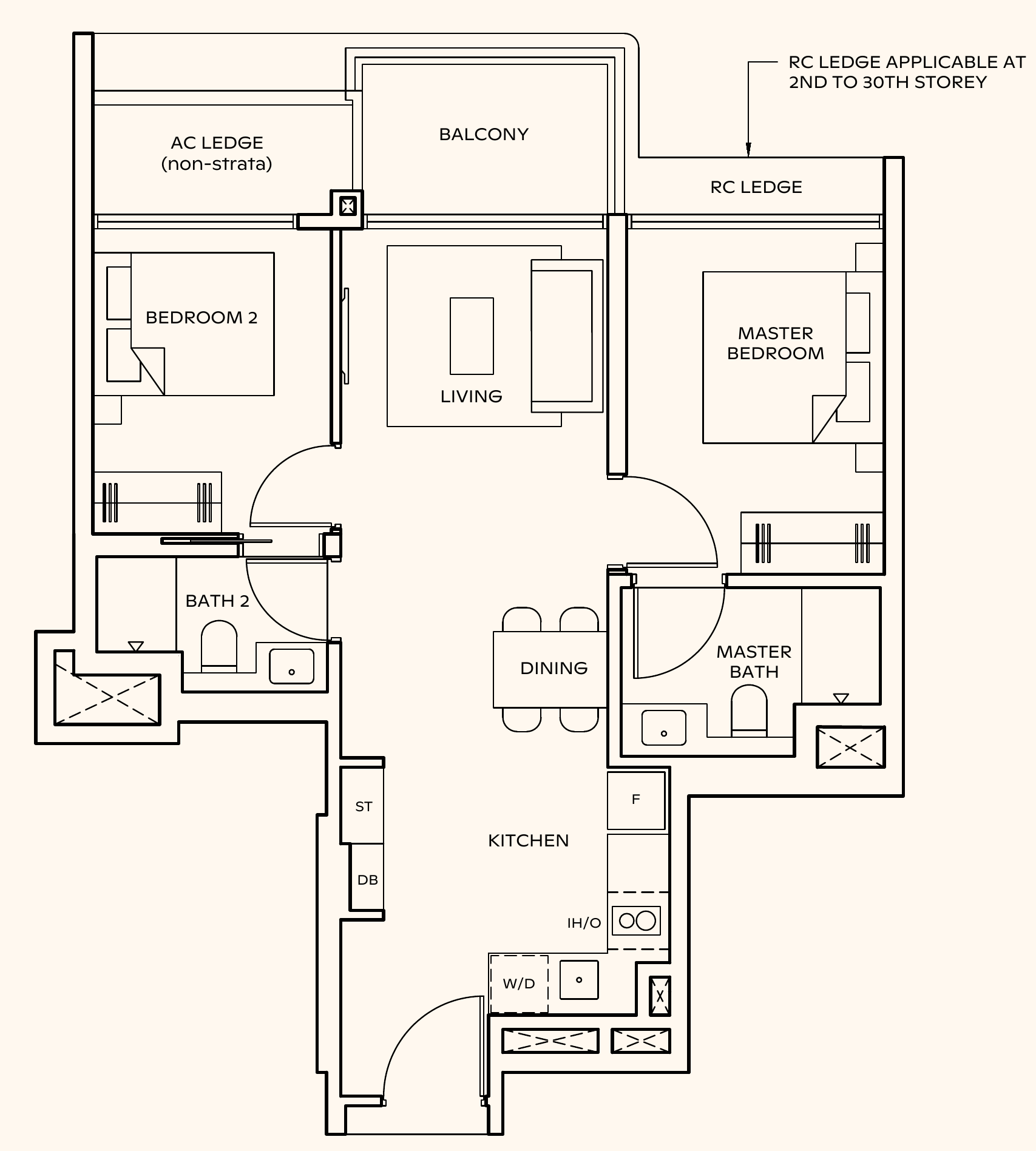 Thomson Reserve BP7 (L) floor plan, 2 bedrooms