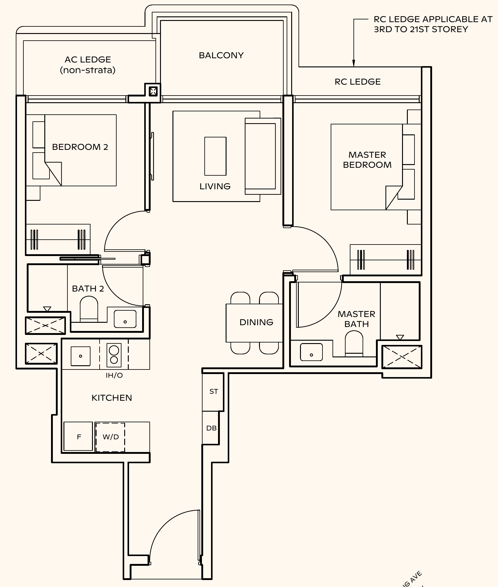 Thomson Reserve BP9 floor plan, 2 bedrooms