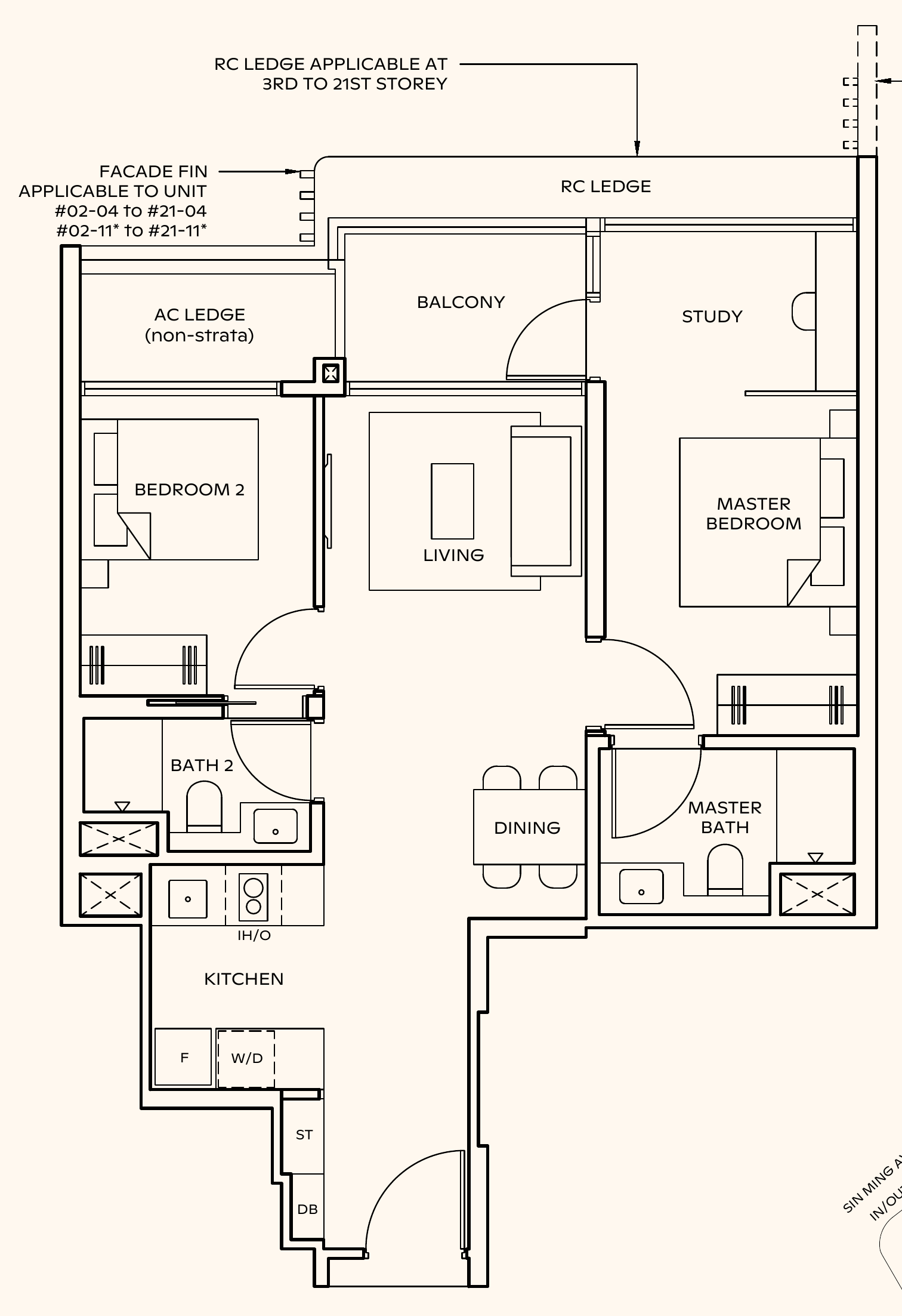 Thomson Reserve BPS1 floor plan, 2 bedrooms + study