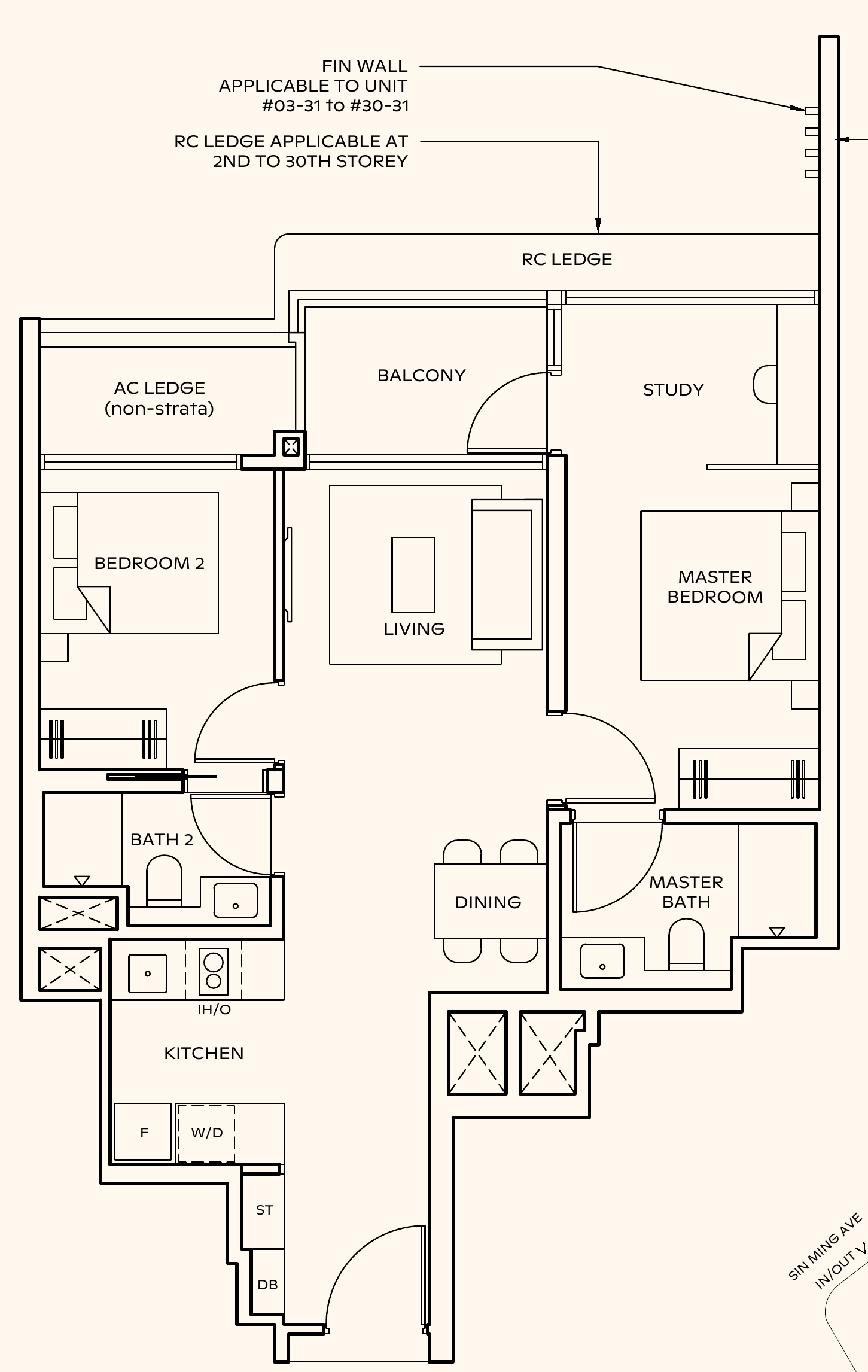Thomson Reserve BPS2 (L) floor plan, 2 bedrooms + study