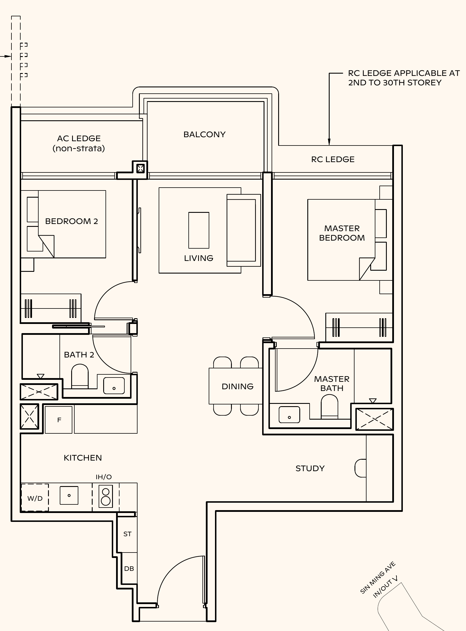 Thomson Reserve BPS4 (L) floor plan, 2 bedrooms + study