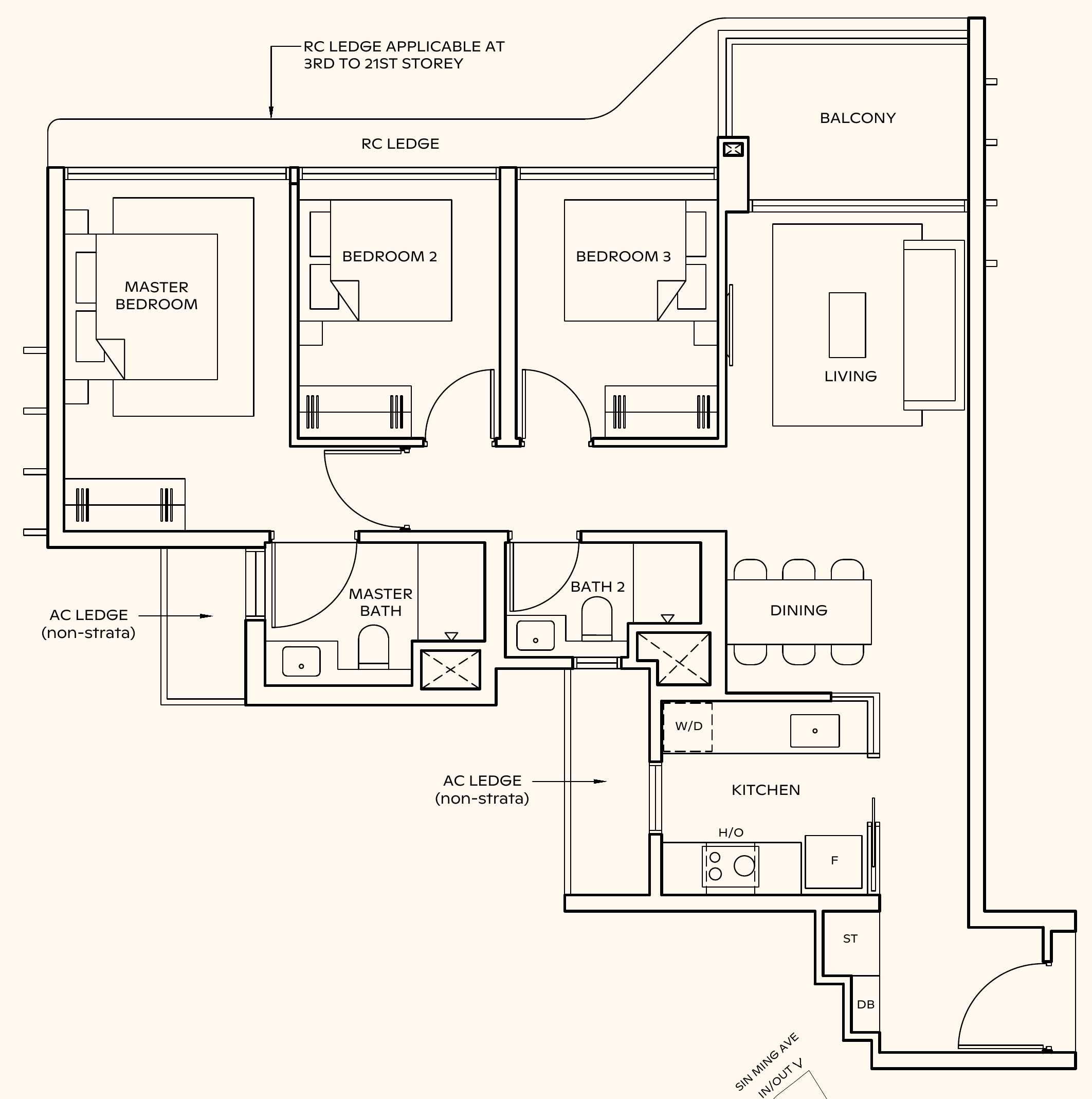 Thomson Reserve C1 floor plan, 3 bedrooms