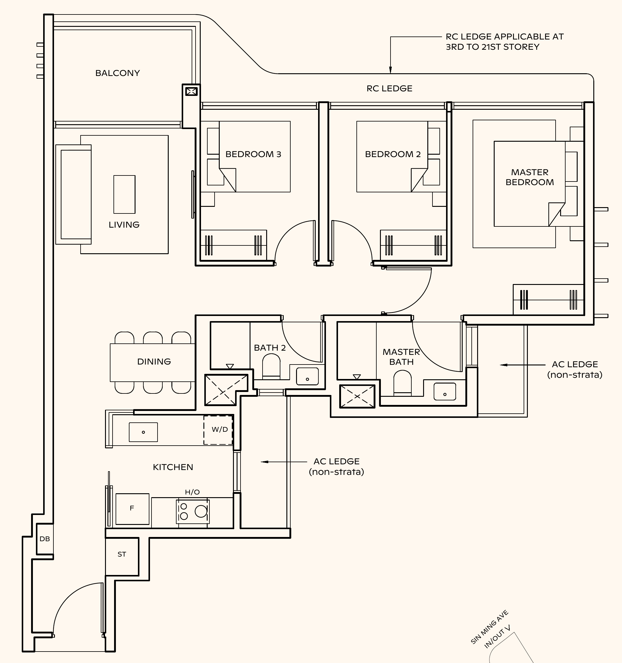 Thomson Reserve C2 floor plan, 3 bedrooms