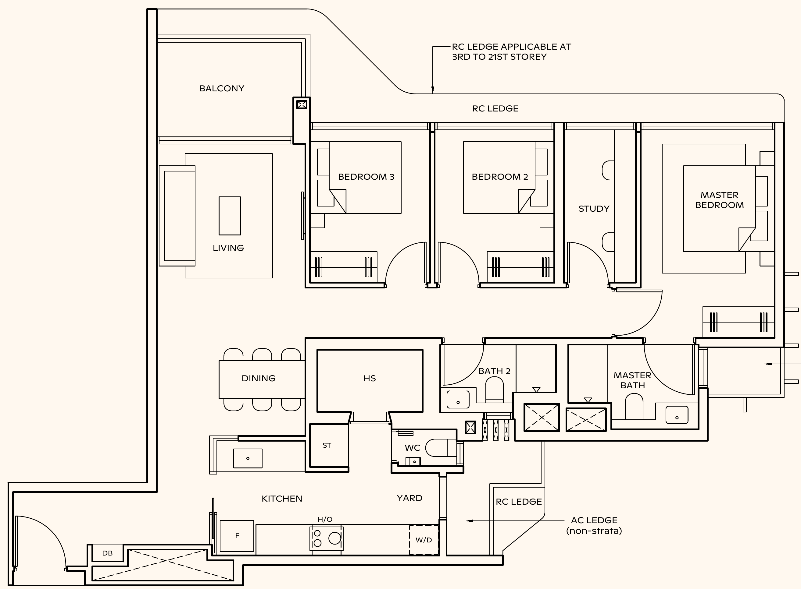Thomson Reserve CPS1 floor plan, 3 bedrooms + study