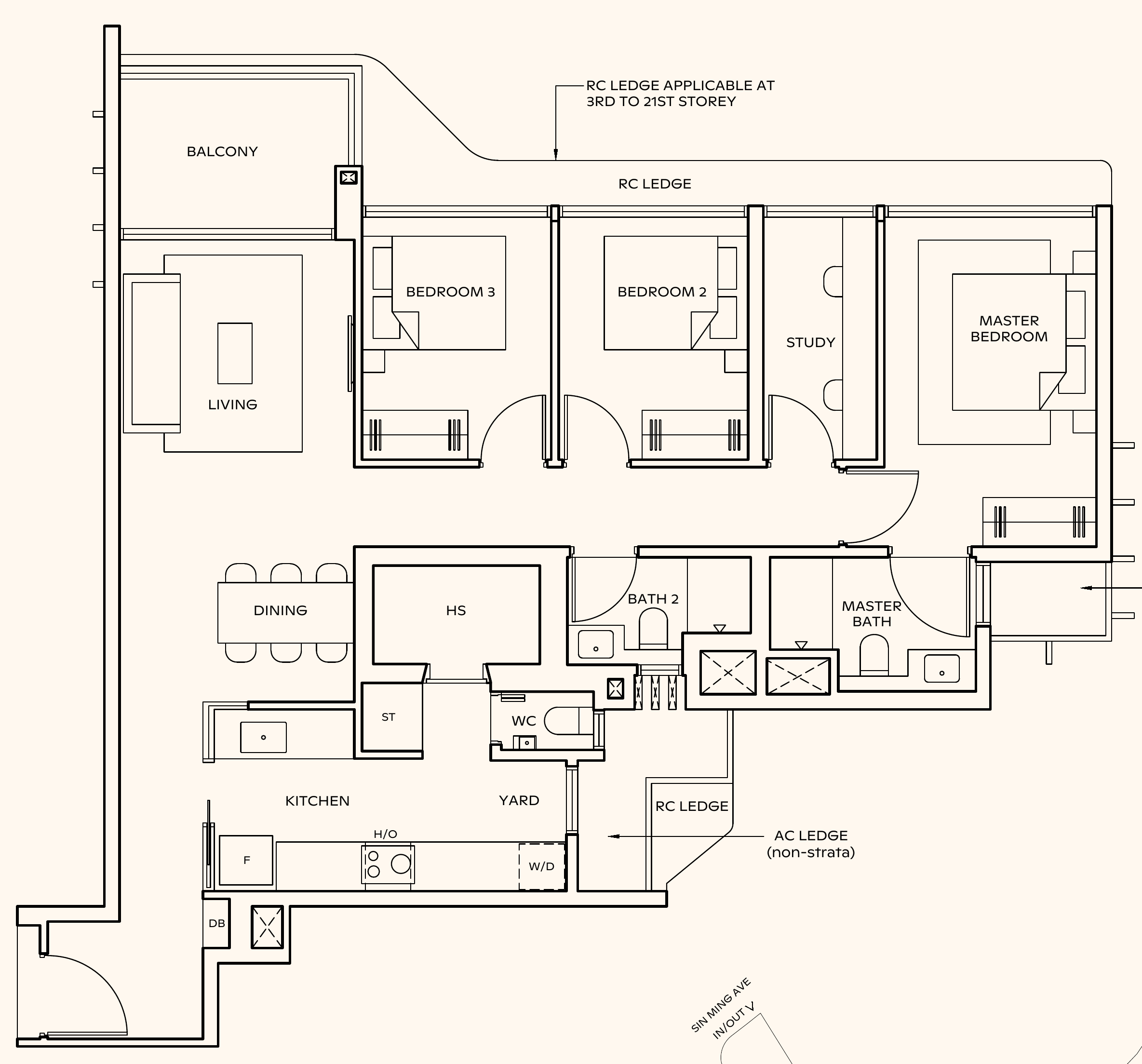 Thomson Reserve CPS2 floor plan, 3 bedrooms + study