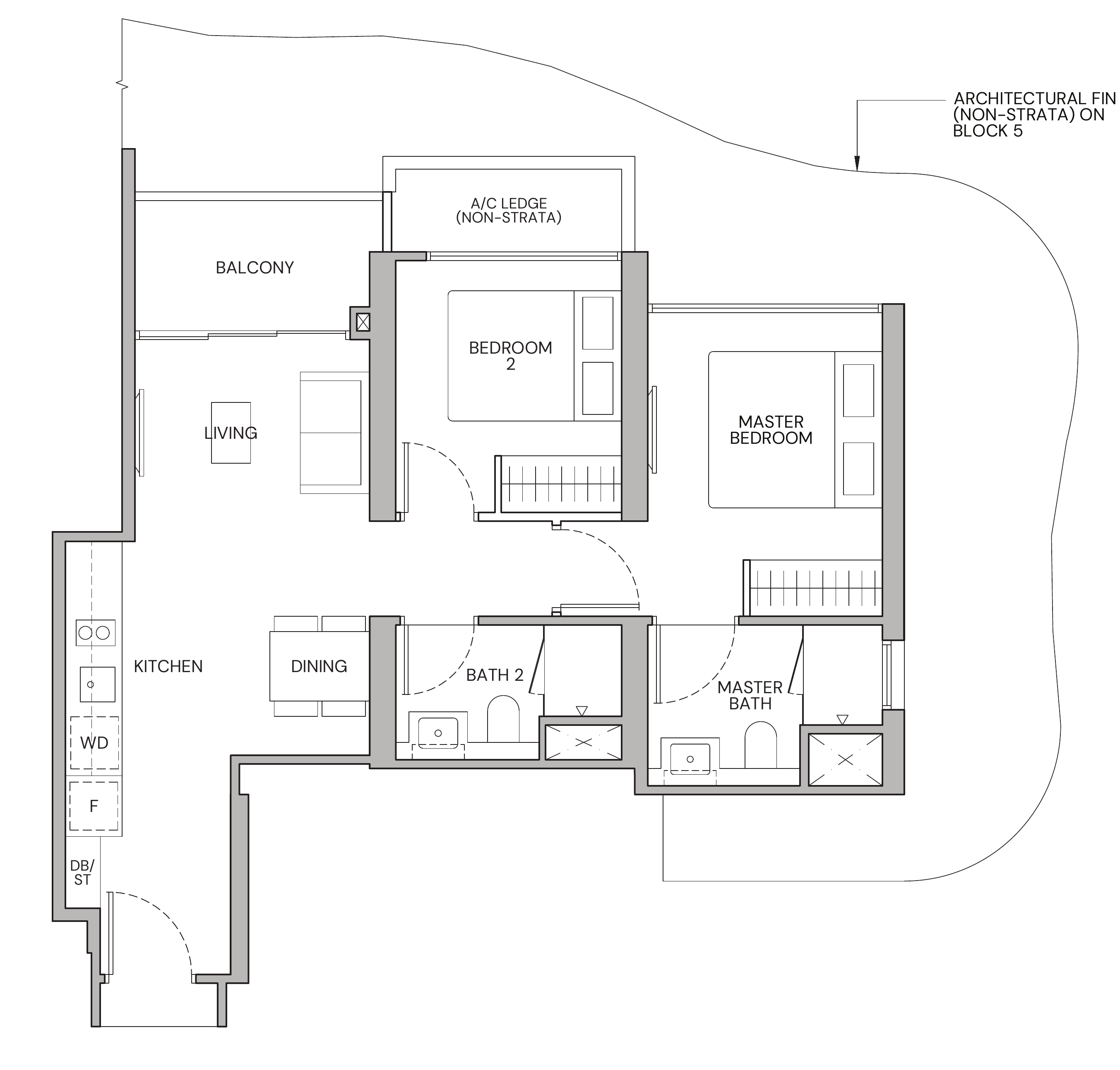 Zyon Grand BP1 floor plan, 2 bedrooms