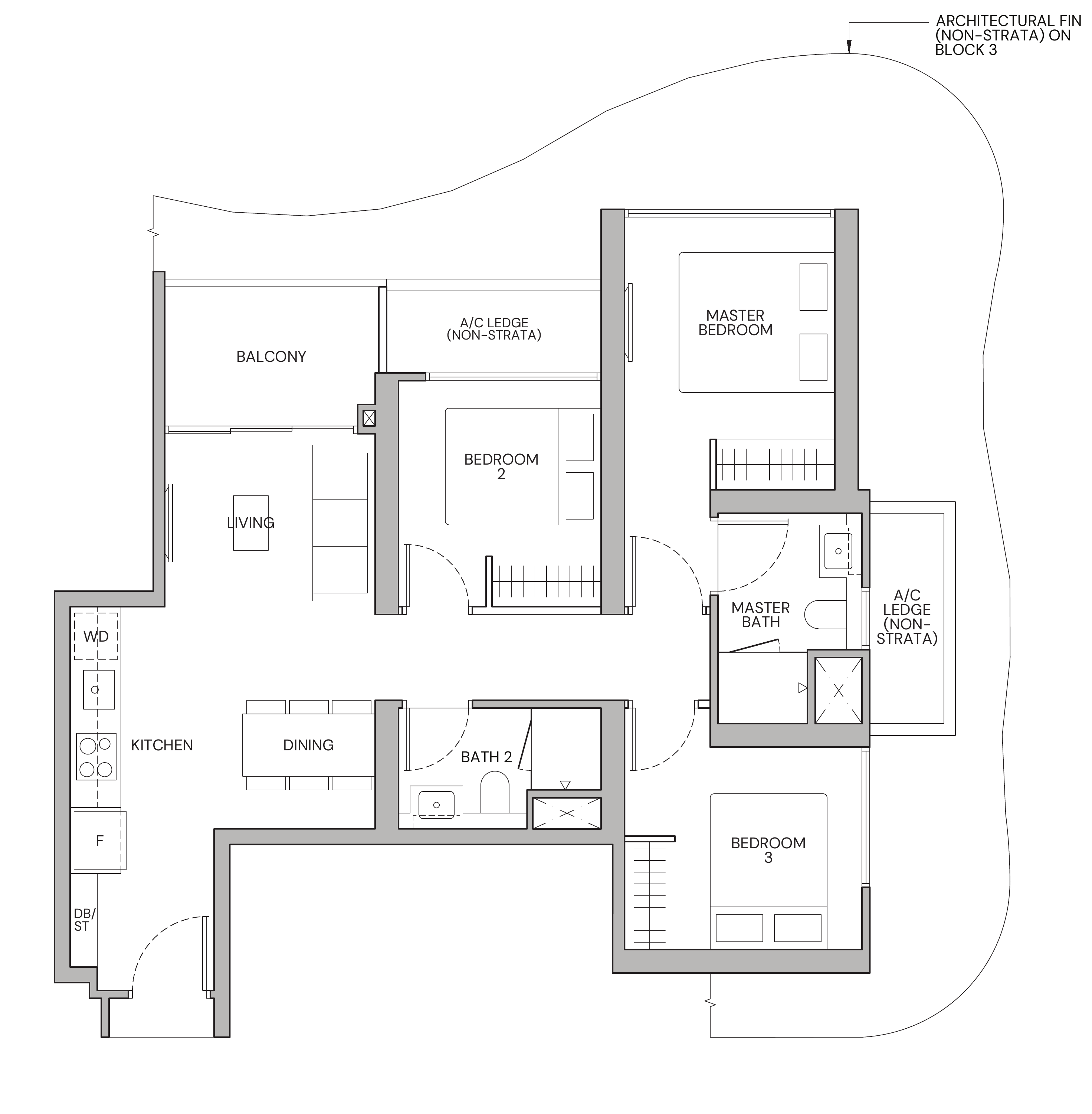 Zyon Grand C1 floor plan, 3 bedrooms
