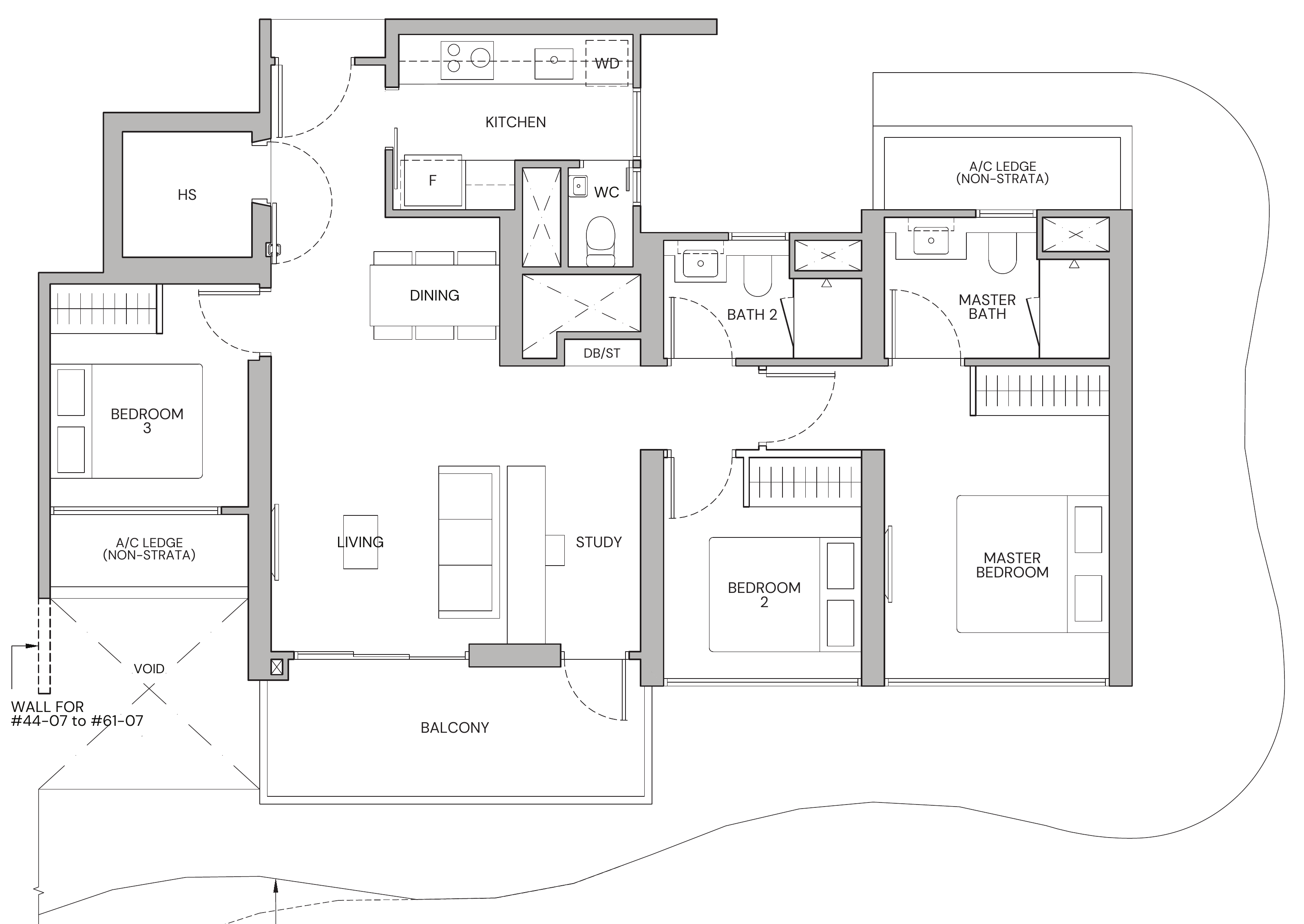 Zyon Grand CP1s floor plan, 3 bedrooms + study
